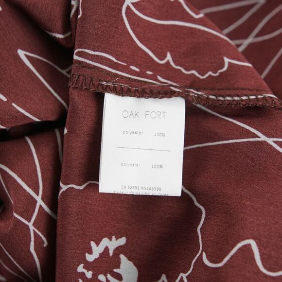 Oak Fort Kimono Cinch Waist Side Slit Floral Dress Maroon Womens Sz S - Picture 7 of 8